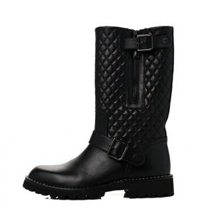 CHANEL Calfskin Quilted Biker Boots